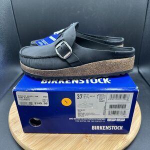 Birkenstock Buckley Womens Size 6 Sandals  Oiled Leather Clogs Black New EU37